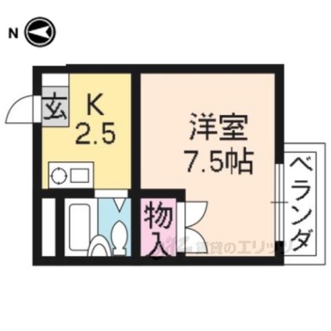 グランタック竜安寺(1K/1階)の間取り写真