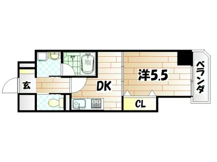 THE SQUARE・CLUB RESIDENCE(1DK/9階)の間取り写真