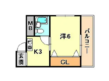 パークハイツ川本(1K/4階)の間取り写真