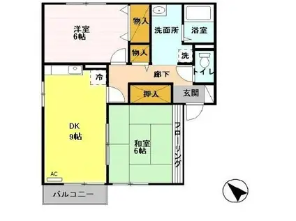 スカイハウス(2DK/2階)の間取り写真