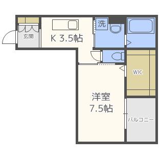 ディアコート矢田(1K/3階)の間取り写真