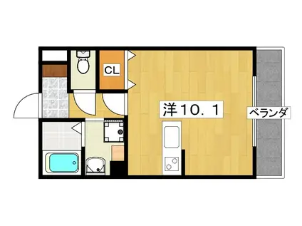 アールコート枚方東田宮(ワンルーム/2階)の間取り写真