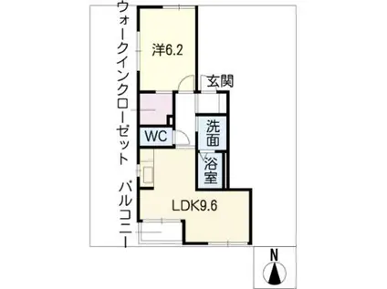 ウイング港(1LDK/2階)の間取り写真