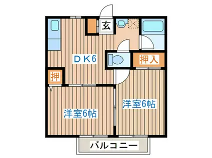 KOZUVILLAGEA(2DK/1階)の間取り写真