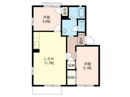 グリーンパストラル桜井E(2LDK/2階)の間取り写真