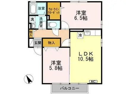 セジュール・モア(2LDK/2階)の間取り写真