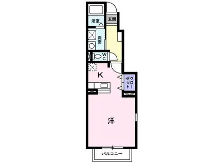 オプティ(ワンルーム/1階)の間取り写真