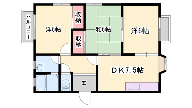 ハウス新町(3DK/2階)の間取り写真