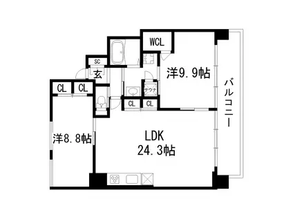 プレジオ宝塚ASIAN(2LDK/1階)の間取り写真