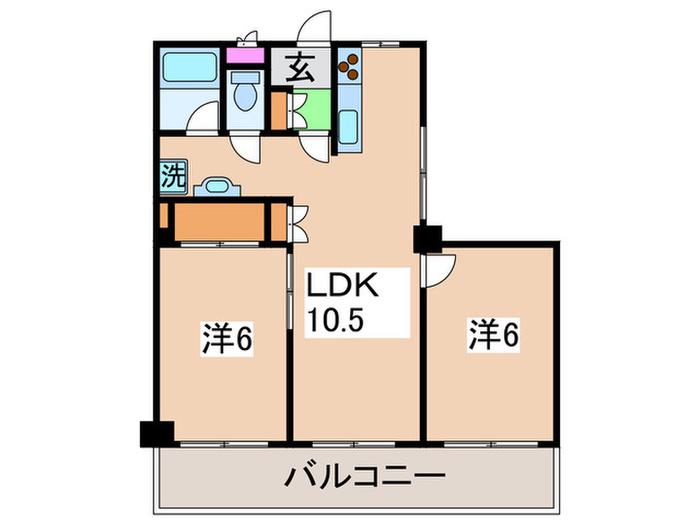 伊藤レジデンス(2LDK/4階)の間取り写真