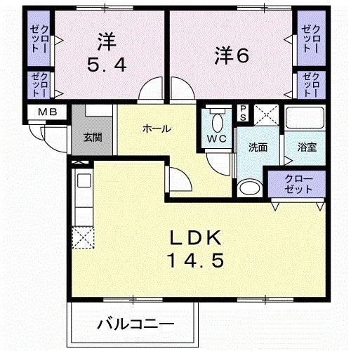 ニューエルディム裕II(2LDK/3階)の間取り写真