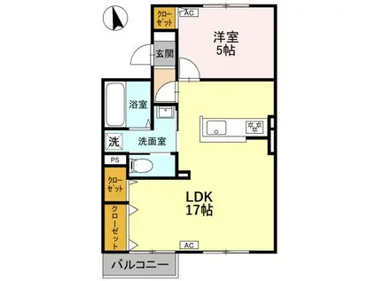 トリヴァンベール(1LDK/2階)の間取り写真