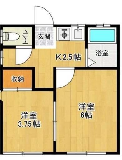 プラザいとうA(2K/2階)の間取り写真