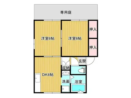 ハイツグローリーII(2DK/1階)の間取り写真