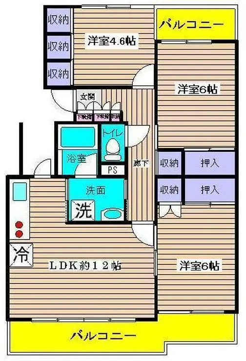 三郎山ハイツ 3階階 間取り