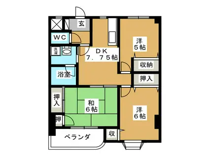 プライムハイツR・K(3DK/4階)の間取り写真