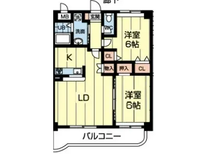 パディーフィールド21(2LDK/3階)の間取り写真