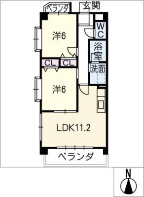 シャンセ・ド・メゾン(2LDK/4階)の間取り写真