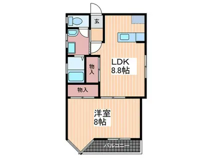 ツボタビルII(1LDK/2階)の間取り写真