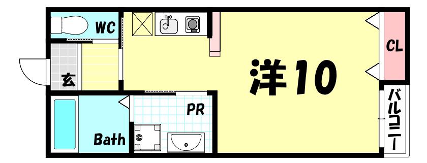 グランシャリオ山本通III(1K/2階)の間取り写真