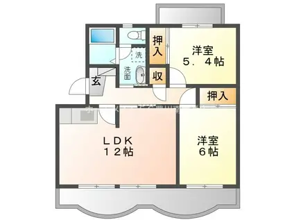 ソレアードみのる(2LDK/3階)の間取り写真
