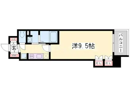 アルファレガロ神戸ウエスト(1K/7階)の間取り写真