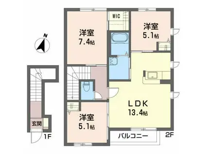 ジョイカームG(3LDK/1階)の間取り写真