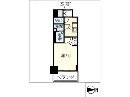 SHOKEN RESIDENCE名古屋 太閤通(1K/13階)の間取り写真