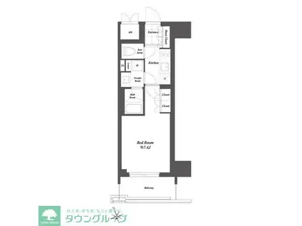 ブランシエスタ浅草雷門(1K/9階)の間取り写真