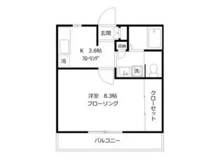 オリーブハウス(1K/1階)の間取り写真