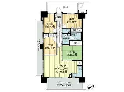 エクシオ中浦和レジデンス(4LDK/6階)の間取り写真