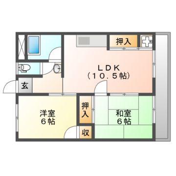 AAビル(2LDK/3階)の間取り写真