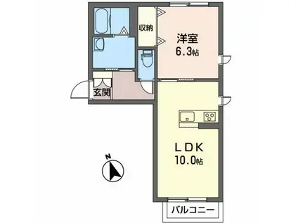 リッシュメゾン(1LDK/2階)の間取り写真