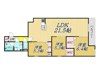 エステート南塚口(3LDK/2階)の間取り写真
