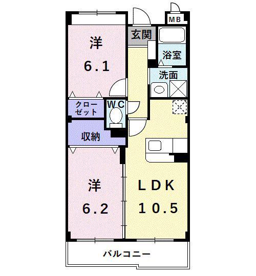 アンダンテ(2LDK/2階)の間取り写真