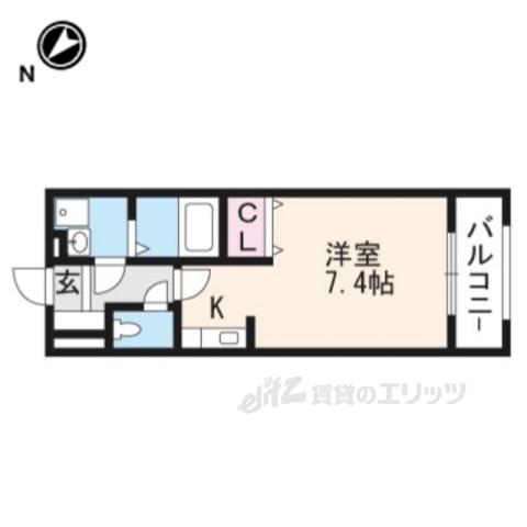 エクセル田中 W棟(ワンルーム/1階)の間取り写真