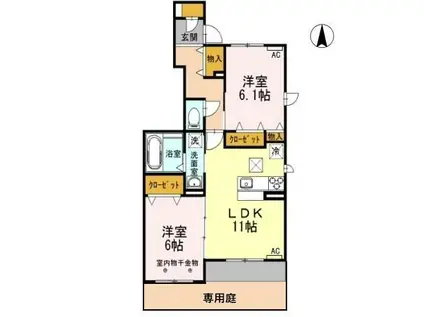 アンプティシャトン(2LDK/1階)の間取り写真