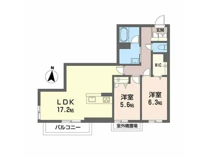 WITHPLUS上熊本駅前(2LDK/2階)の間取り写真