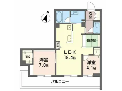 BALLOONFLOWER イースト(2LDK/2階)の間取り写真