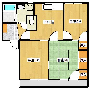 フレグランス戸田(3DK/2階)の間取り写真