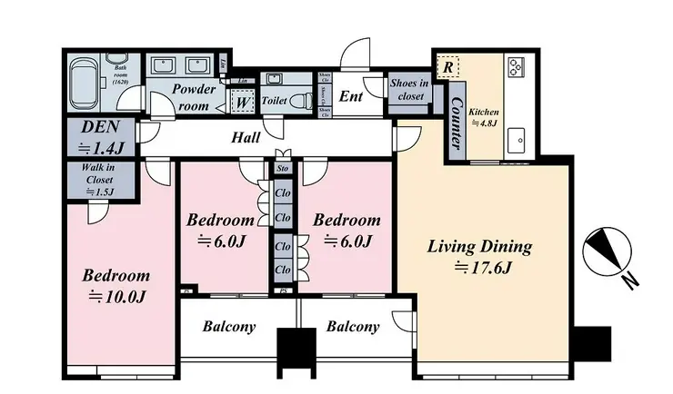 シティタワー麻布十番 35階階 間取り