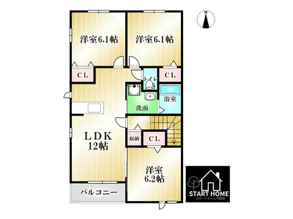 サンセール・ポワ・メゾンIV(3LDK/2階)の間取り写真