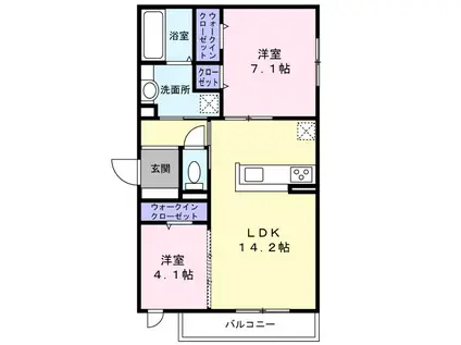 パサログランデ北長尾(2LDK/1階)の間取り写真