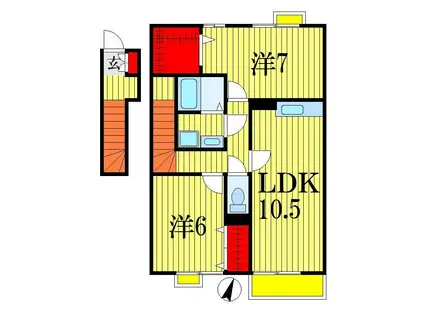 トップV(2LDK/2階)の間取り写真