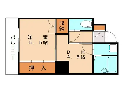 イエローマンション小倉(1DK/9階)の間取り写真