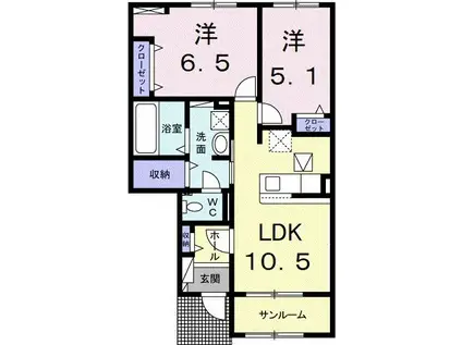 グラン・グラースI(2LDK/1階)の間取り写真