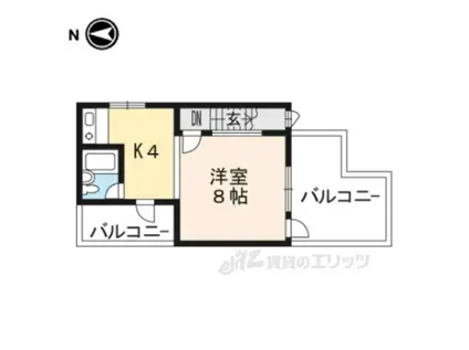 日吉台ポケット(1DK/2階)の間取り写真