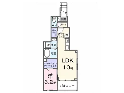 ピースフルIII(1LDK/1階)の間取り写真