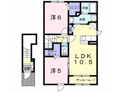 コースト・アベニューII(2LDK/2階)の間取り写真