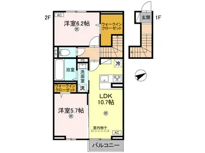 グランフェリーチェ(2LDK/2階)の間取り写真